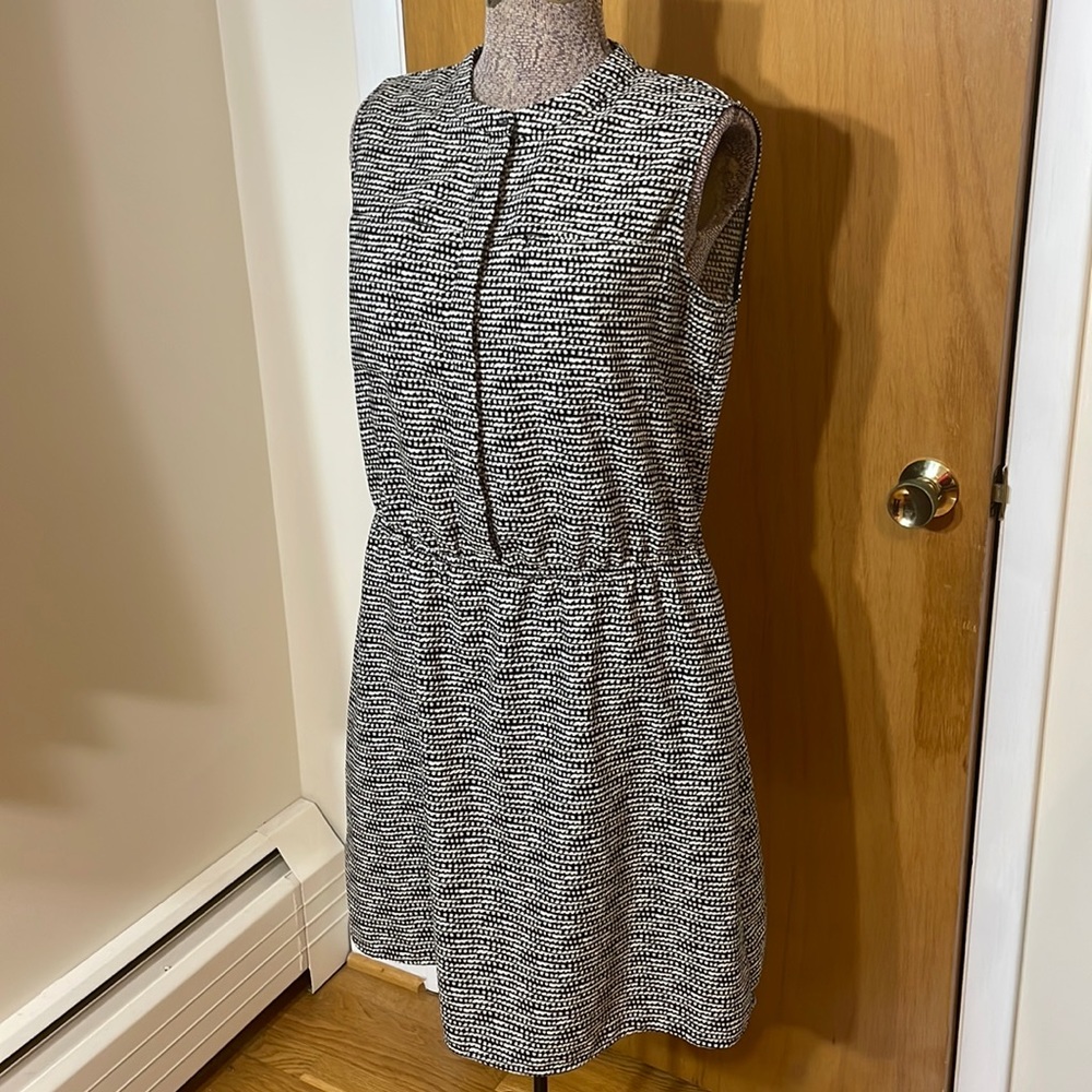 Merona Womens Large Sleeveless Dress Pockets Elastic Waist Button Down